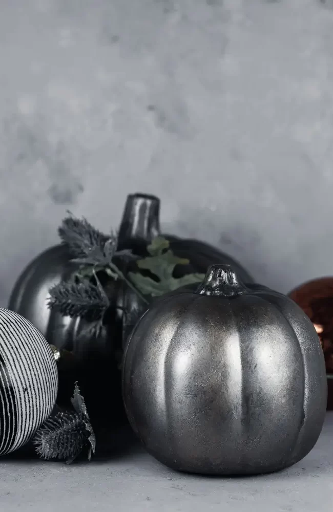 Fall Decor, Galvanized Faux Metal Painted Pumpkins