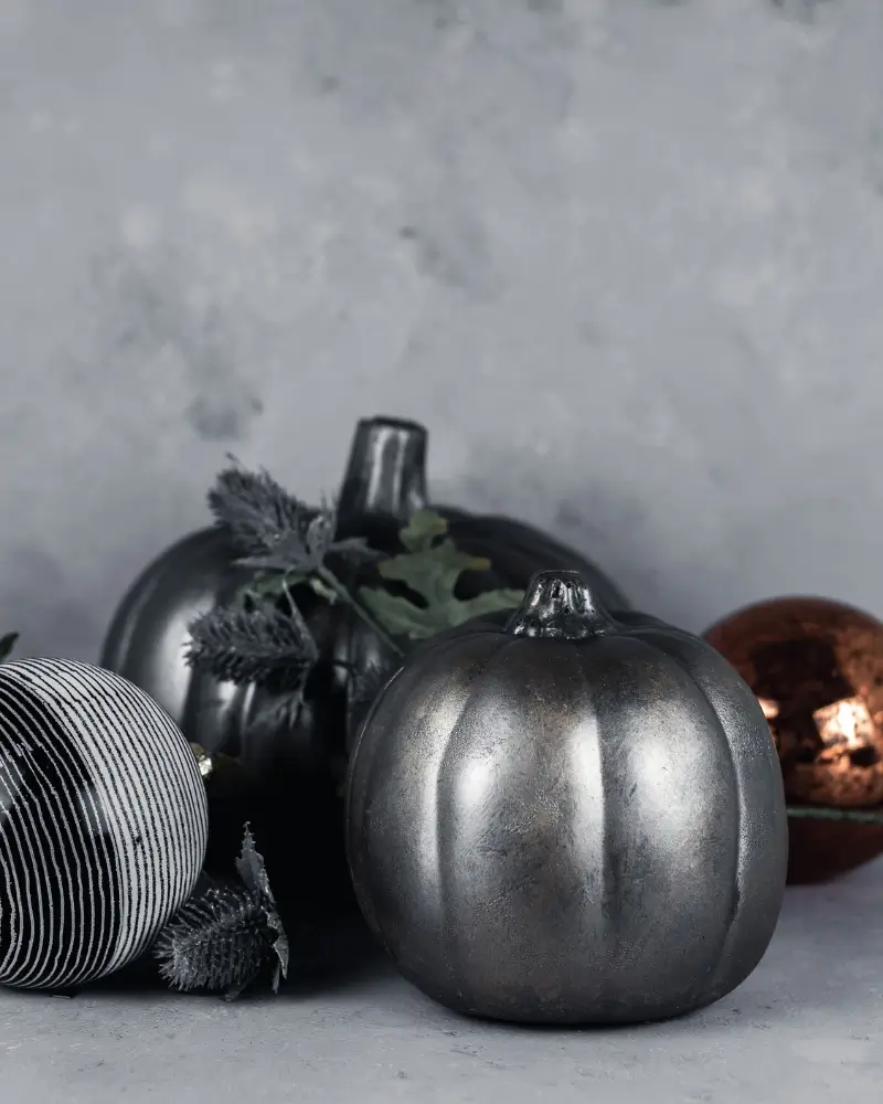 Fall Decor, Galvanized Faux Metal Painted Pumpkins