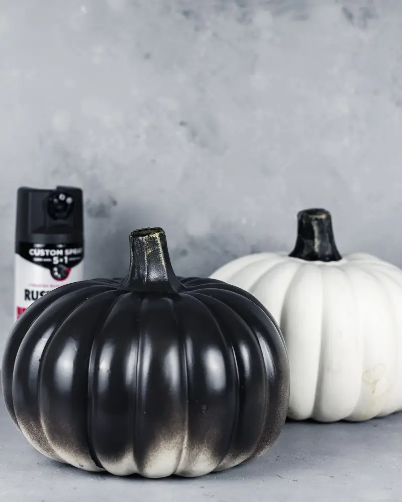 Faux Metal Pumpkin DIY spray paint layer