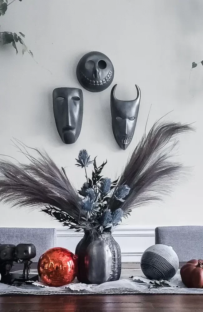 Fall Halloween Masks as Wall Decor for the Nightmare Before Christmas