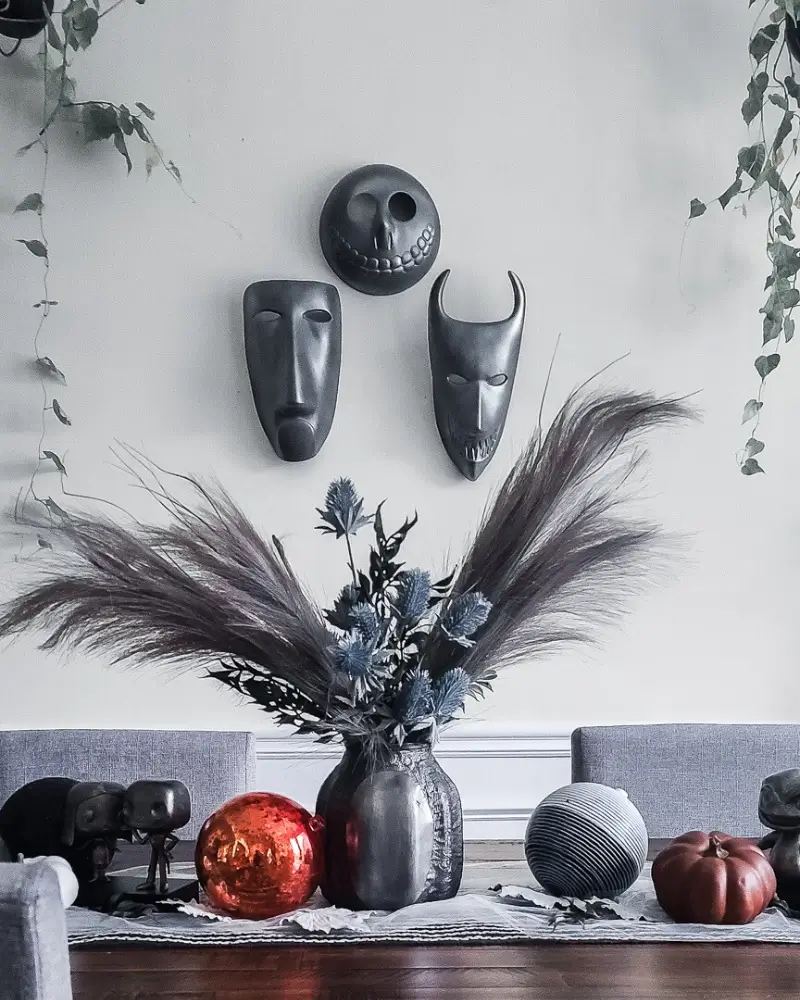 Fall Halloween Masks as Wall Decor for the Nightmare Before Christmas